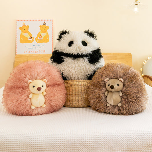 Super Soft Animal Sphere Plush Pillow - 38cm Decorative Throw Cushion for Sofa & Bed(brown)