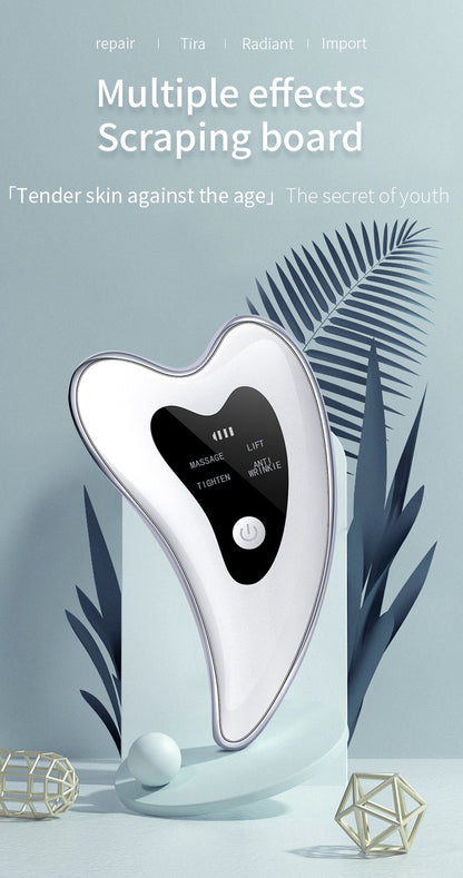 Electric Gua Sha Facial Massager with Heat, Vibration & LED Light Therapy - 4-in-1 Scraping Tool for Face Lifting, Skin Tightening & Anti-Wrinkle(White)