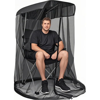 Portable Outdoor Chair Cover with Mosquito Net & Sun Canopy - UV & Water-Resistant Shelter for Camping & Fishing(black 155*125*205CM)