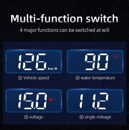 Compact OBD2 Car Head-Up Display (HUD) - Digital Speedometer with 5 Alarm Functions & Adaptive Brightness(black)