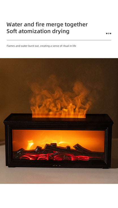 Fireplace Flame Effect Aroma Diffuser & Humidifier with 7-Colour Light, Timer & Remote Control(black)