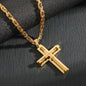 Men's Stainless Steel Layered Cross Pendant with Byzantine Chain - Fashion Statement Necklace(Gold)