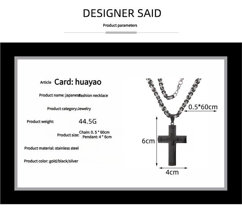 Men's Stainless Steel Layered Cross Pendant with Byzantine Chain - Fashion Statement Necklace(silver)