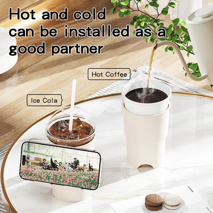 Multi-Purpose Anti-Spill Cup Holder with Suction Base & Detachable Phone Stand(white)
