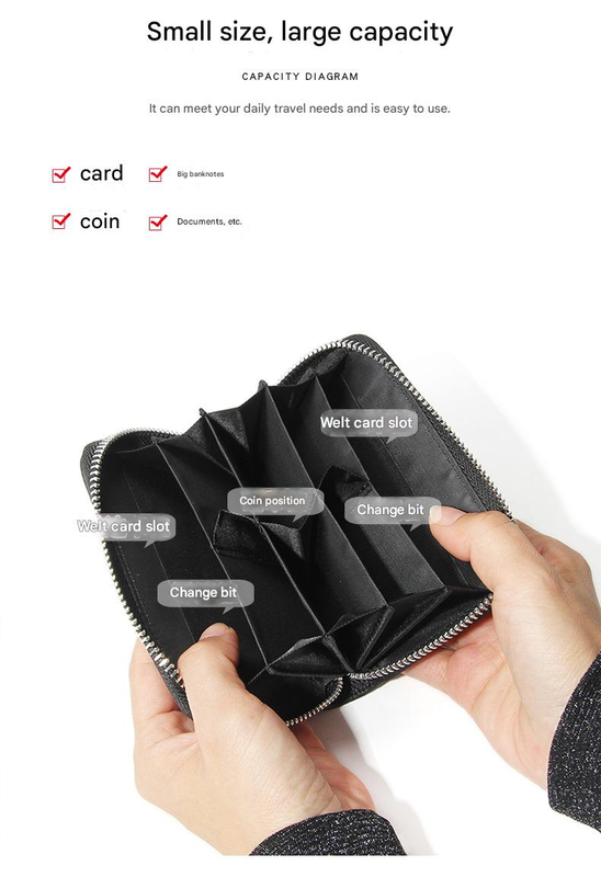 Genuine Leather RFID Blocking Accordion Card Holder & Coin Purse - Large Capacity Zip Wallet(purple)