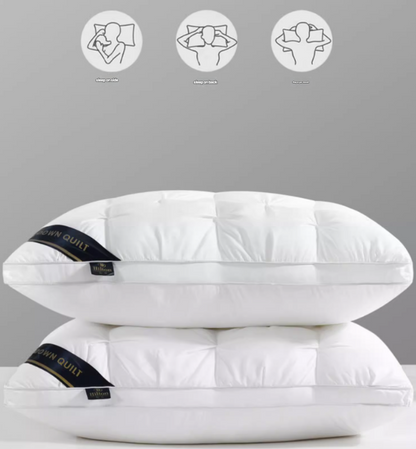 White Luxury Adjustable Bed Pillow Set (2-Pack) - Hotel Quality Down Alternative for Ultimate Neck Support & Comfort