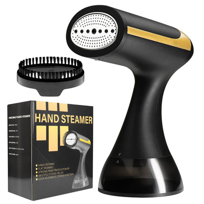 Black Powerful 1500W Handheld Garment Steamer - Portable Clothes Wrinkle Remover with Fast-Heat Technology and 350ml Tank for Home & Travel