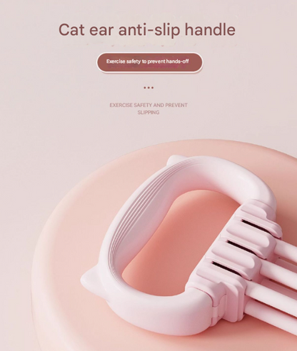 Purple Adjustable Resistance Chest Expander with 6 Levels - Cute Cat Ear Puller for Full Body Workout