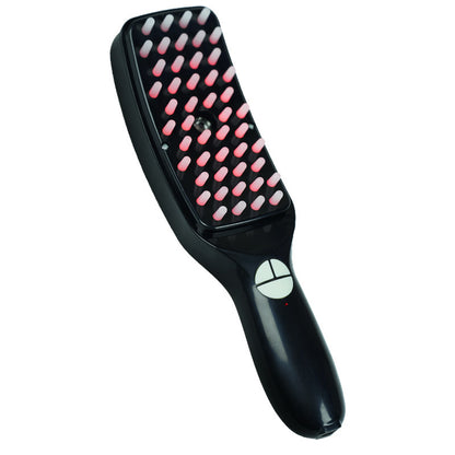 Black LED Therapy Scalp Massager Comb - Red & Blue Light Vibrating Brush with Nano Mist Sprayer for Hair Health