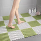 White And Green DIY Interlocking Non-Slip Floor Tiles - 12-Pack PVC Drainage Mat for Shower & Bathroom Safety
