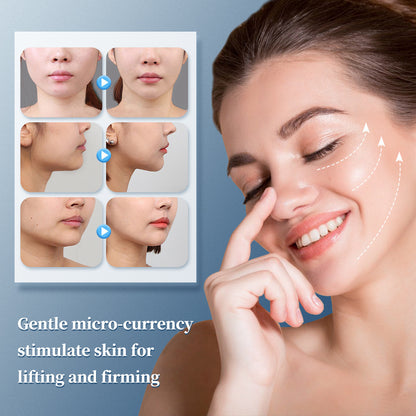 White EMS Microcurrent V-Line Face Lifting Massager - Rechargeable Facial Toning Device for Wrinkles & Skin Tightening