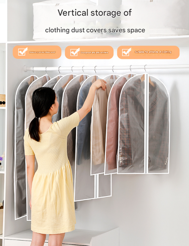 Black Edge 10-Pack Hanging Garment Bags for Closet Storage - Translucent Dust-Proof Suit Covers, Washable & Reusable Coat Protectors (2 Sizes)