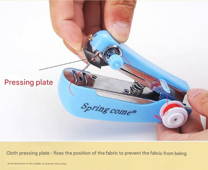 2 Pcs Blue Portable Mini Handheld Sewing Machine - Manual Stitching Tool for Quick Fabric Repairs