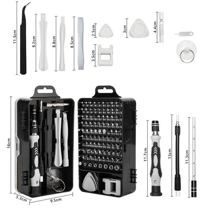 Blue and Black Professional 115-in-1 Precision Screwdriver Set - Magnetic Repair Tool Kit for PC, Laptop, Phone & Electronics