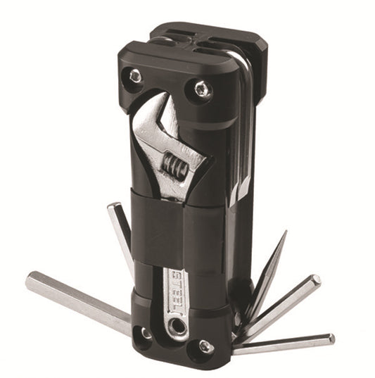 Black Versatile 16-in-1 Bike & Motorcycle Multi-Tool - Portable Repair Kit with Adjustable Wrench