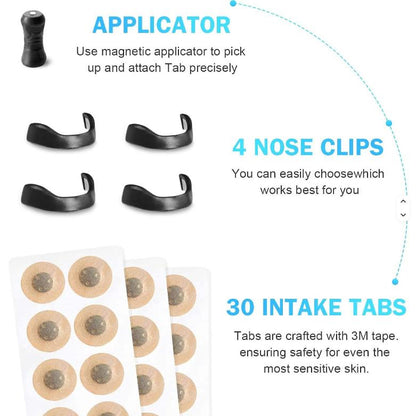 White Square Anti-snoring Patch Set (30 Pairs of patches) Magnetic Nasal Dilator Kit for Snoring Relief - Reusable Multi-Size Sleep & Sport Breathing Aid