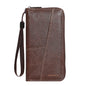 Coffee Men's Long Zipper Wallet Clutch - PU Leather Wristlet with Phone and Card Slots