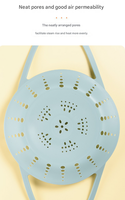 Large Blue Flexible Silicone Steamer Basket with Heat-Resistant Handles - Food-Grade Vegetable Steamer Insert for Pots & Pans