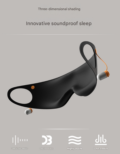 Grey 2-in-1 Blackout Sleep Mask with Integrated Noise Reducing Earplugs for Undisturbed Rest