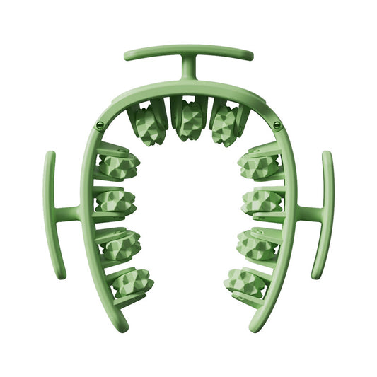 Green Removable Adjustable Wrap-Around Muscle Roller - 11-Wheel Deep Tissue Massager for Legs, Arms & Body