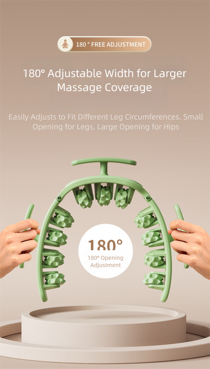 Pink and White Removable Adjustable Wrap-Around Muscle Roller - 11-Wheel Deep Tissue Massager for Legs, Arms & Body