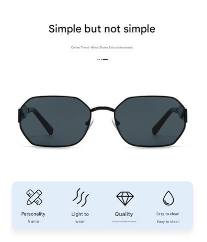 Gold Frame and Brown Lenses Modern Retro Geometric Sunglasses - Chic Metal Frame with UV400 Lenses and Black PU Leather Protective Case