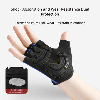 Size L Red Padded Half-Finger Cycling Gloves - Breathable Shock-Absorbing Workout Gloves for Gym & Fitness