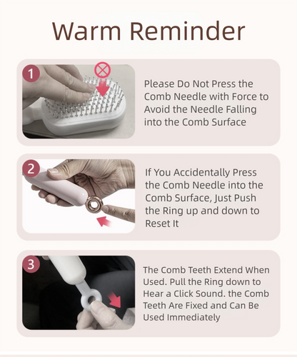 White Innovative Self-Cleaning Cushion Hairbrush - Retractable Bristle Detangling & Scalp Massager