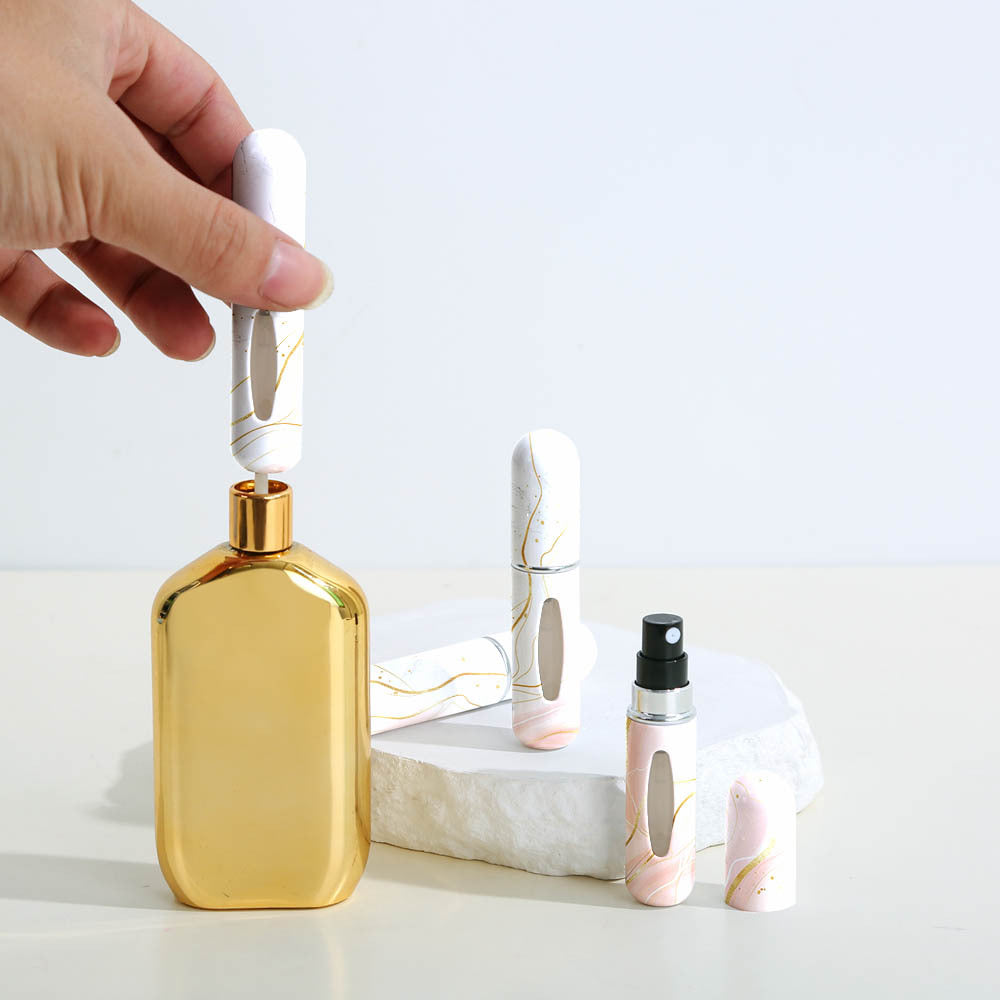 Light Pink Chic Marble Travel Perfume Atomizer Set (3-Pack) - 5ml Leakproof Bottom-Fill Spray Bottles