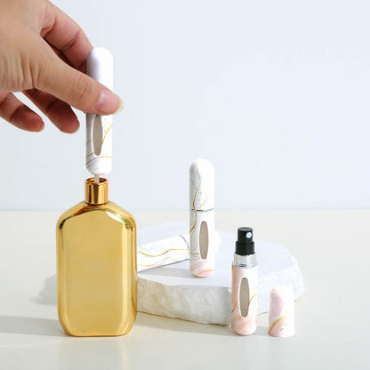 Purple Chic Marble Travel Perfume Atomizer Set (3-Pack) - 5ml Leakproof Bottom-Fill Spray Bottles