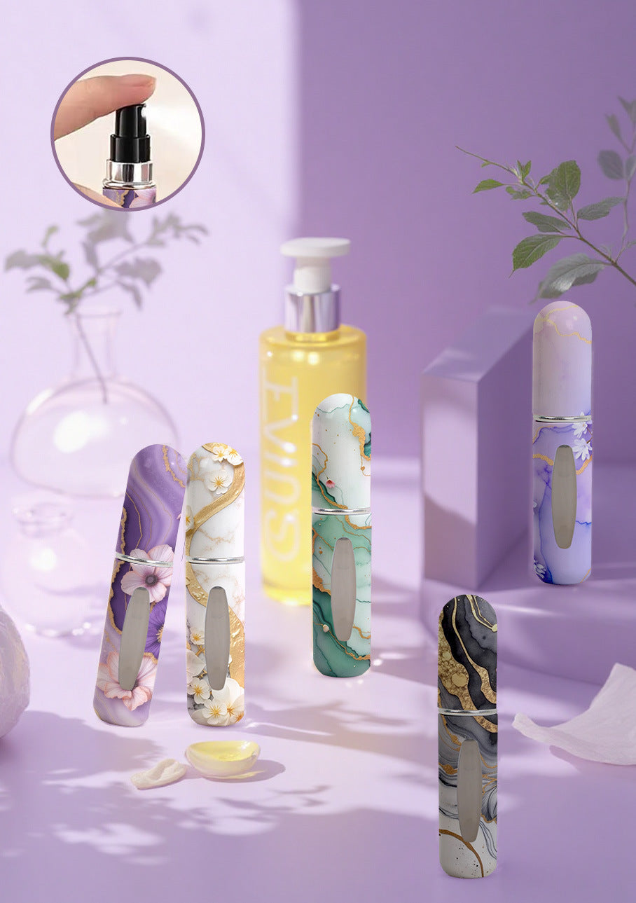 Light Green Chic Marble Travel Perfume Atomizer Set (3-Pack) - 5ml Leakproof Bottom-Fill Spray Bottles