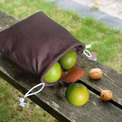 Khaki Collapsible Canvas Foraging Pouch - Hands-Free Belt Bag for Hiking & Camping Activities