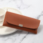Brown Sleek PU Leather Eyeglass Pouch Set (3-Pack) - Slim Protective Case for Sunglasses