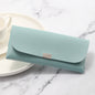 Blue Sleek PU Leather Eyeglass Pouch Set (3-Pack) - Slim Protective Case for Sunglasses