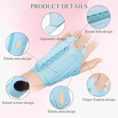 2pc Multi-Functional Silicone Makeup Artist Wristband - Wearable Palette, Brush Holder & Cleaner(Purple)