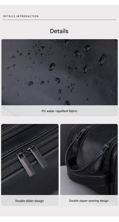 Large Capacity PU Leather Toiletry Bag - Multi-Compartment Dopp Kit & Cosmetic Organizer(Brown)