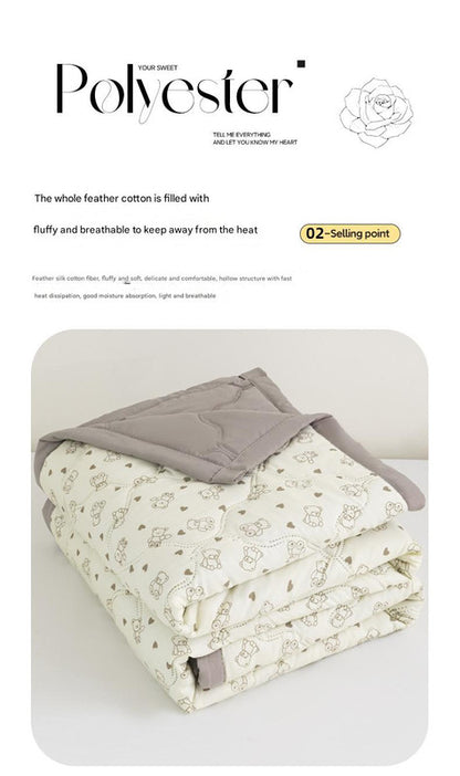Lightweight Reversible Summer Quilt - Soft, Breathable & Machine Washable Comforter(150x200cm Full of Love)