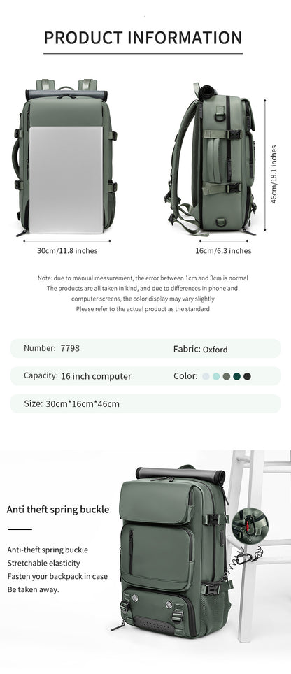 4-in-1 Convertible Travel Backpack & Briefcase - Large Capacity, 16" Laptop Compartment, USB Port(Dark Green)