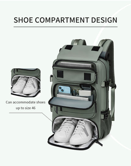 4-in-1 Convertible Travel Backpack & Briefcase - Large Capacity, 16" Laptop Compartment, USB Port(Dark Green)