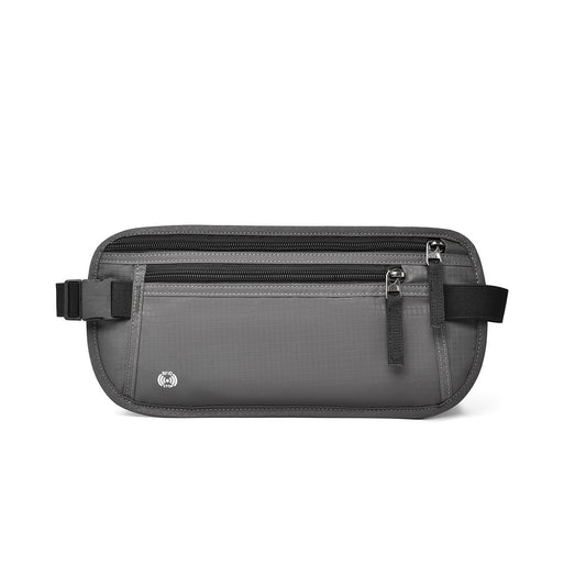 Dark Grey RFID Blocking Slim Anti-Theft Fanny Pack for Outdoor Travel - Hidden Money Belt for Passport, Documents & Cash