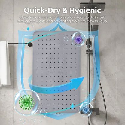 2Pack 70×40 cm Anti‑Slip Grip Shower Mat Quick‑Dry Bath Mat with 100+ Suction Cups