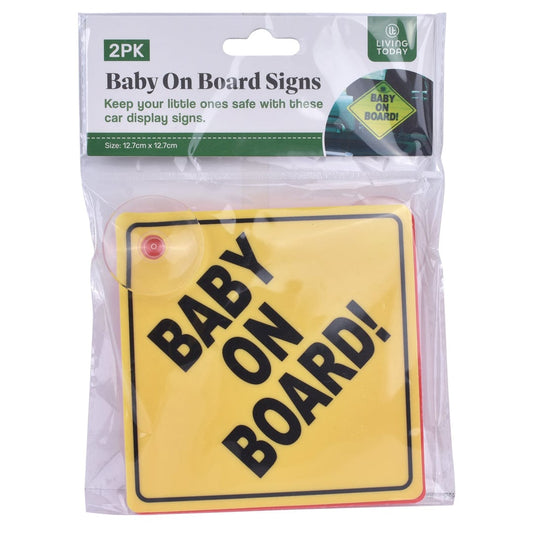 2 Pcs Baby On Board Car Safety Sign 13x13cm
